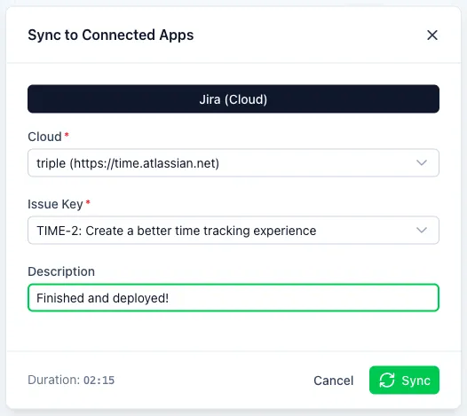 Sync to Jira